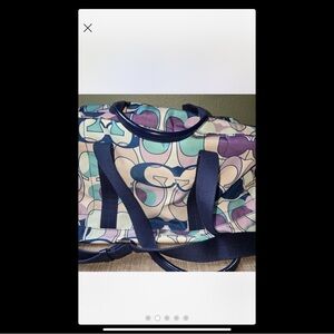 COACH vintage Kyra Weekender Travel Tote Two Shoulder
Straps Blue Purple Teal